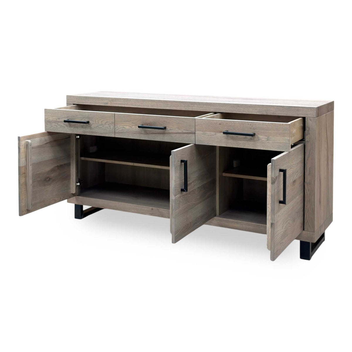 Bodahl ‘Njord’ 8 Vintage Grey Solid Oak 180cm 3 Door 2 Drawer Sideboard