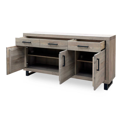 Bodahl ‘Njord’ 8 Vintage Grey Solid Oak 180cm 3 Door 2 Drawer Sideboard