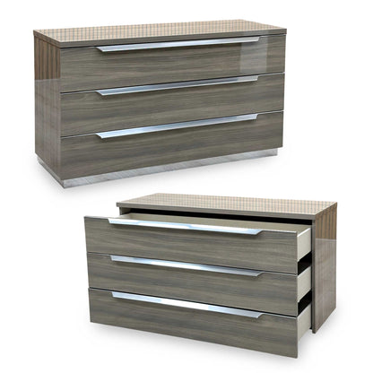 ‘Venezia’ Vg Grey High Gloss 3 Drawer Dresser