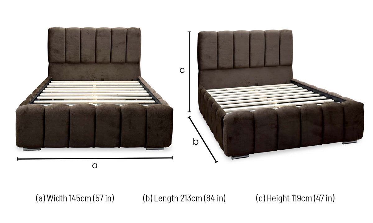 ‘Teddy’ Brown Fur Fabric Bed - Double