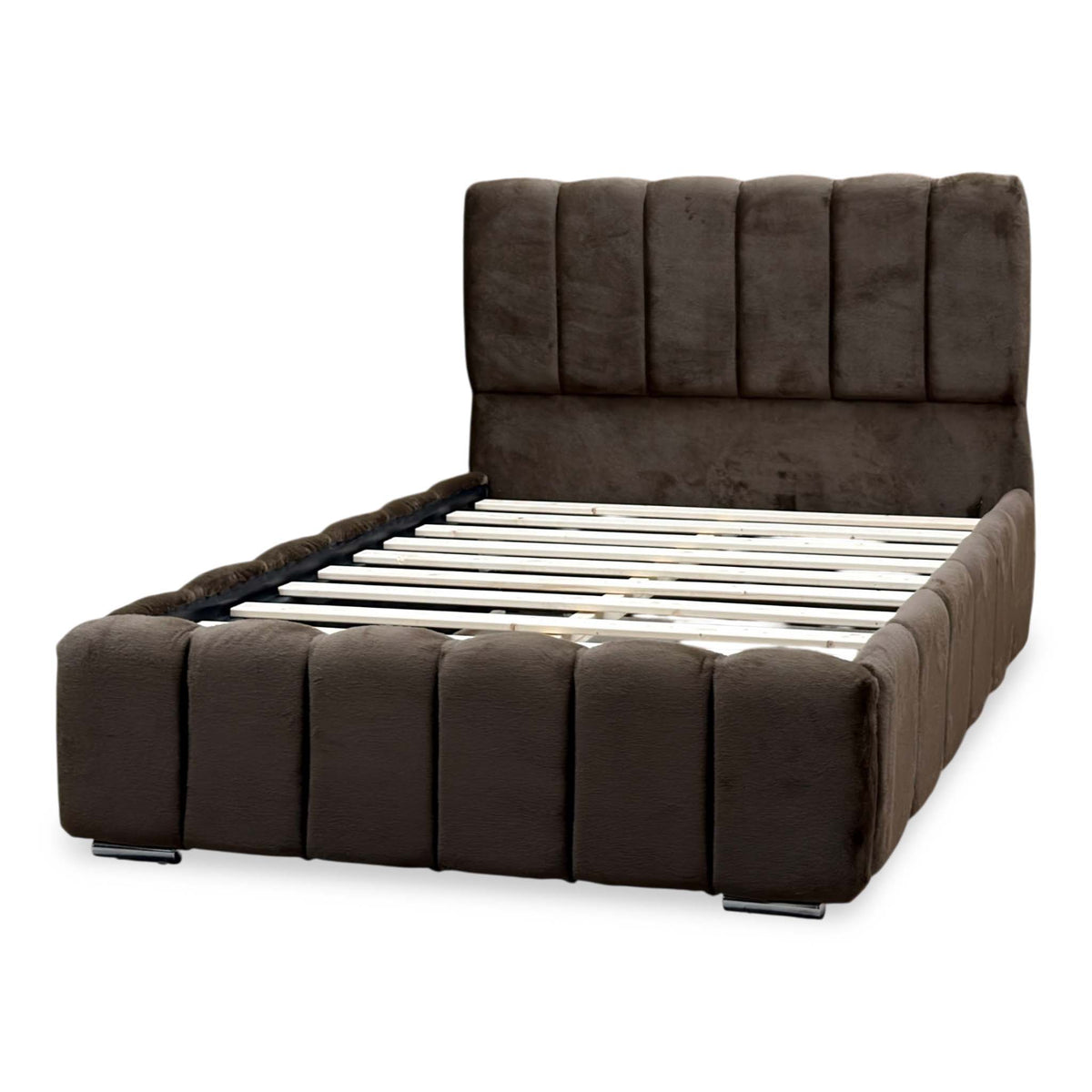 ‘Teddy’ Brown Fur Fabric Bed - Double