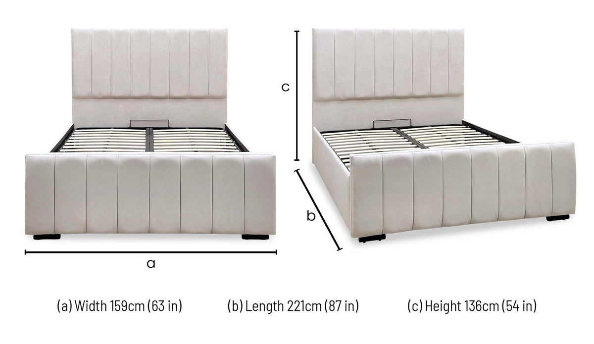 ‘Maxwell’ Taupe Fabric End Lift Ottoman Bed with Floor Standing Headboard - King