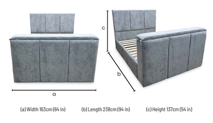 ‘Sterling’ Grey Fabric TV Bed - King