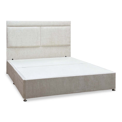 ‘Lawrence’ Cream Fabric 2 drawer Divan Base with Floor Standing Headboard - Super King