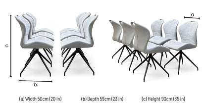 ‘Raul’ G5 Stone Grey Fabric Set of 6 Swivel Dining Chairs