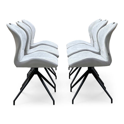 ‘Raul’ G5 Stone Grey Fabric Set of 6 Swivel Dining Chairs