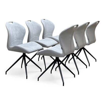‘Raul’ G5 Stone Grey Fabric Set of 6 Swivel Dining Chairs