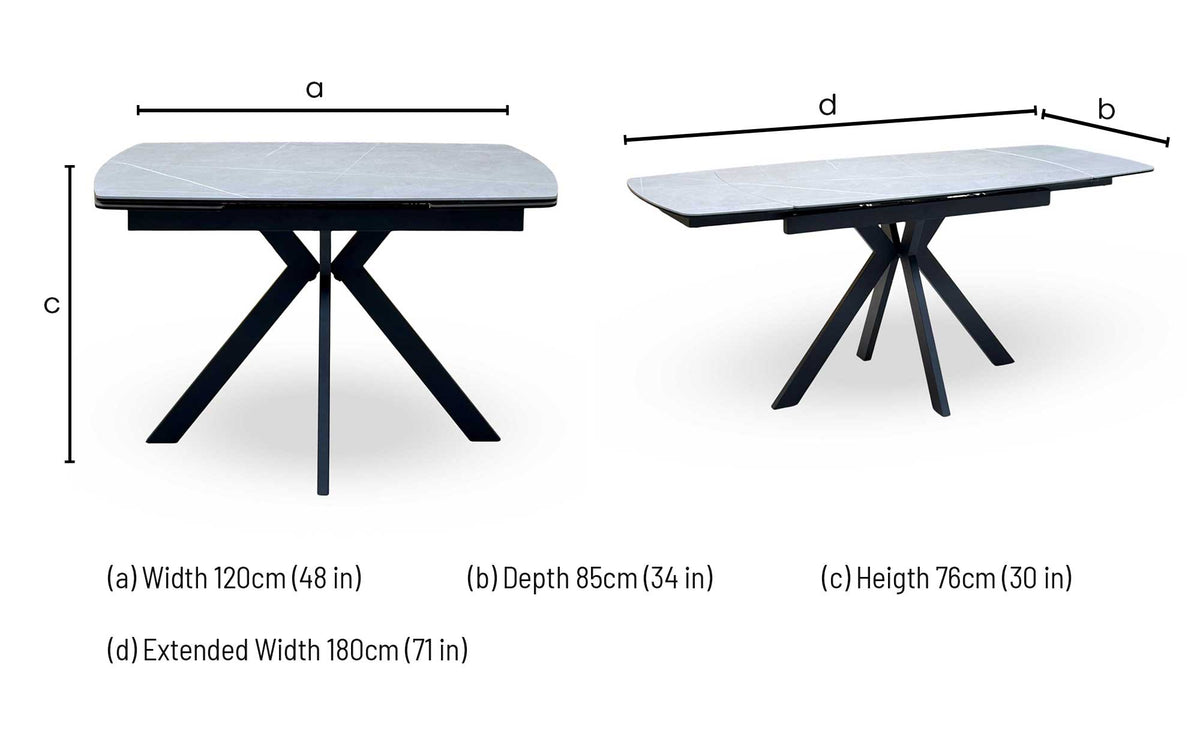 ‘Quattro’ Ash Grey Ceramic Top Extending Draw Leaf Table