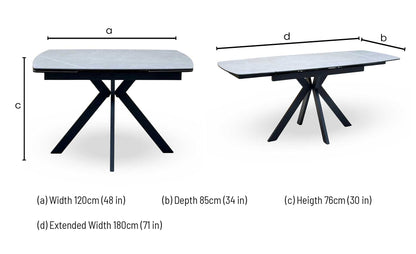 ‘Quattro’ Ash Grey Ceramic Top Extending Draw Leaf Table