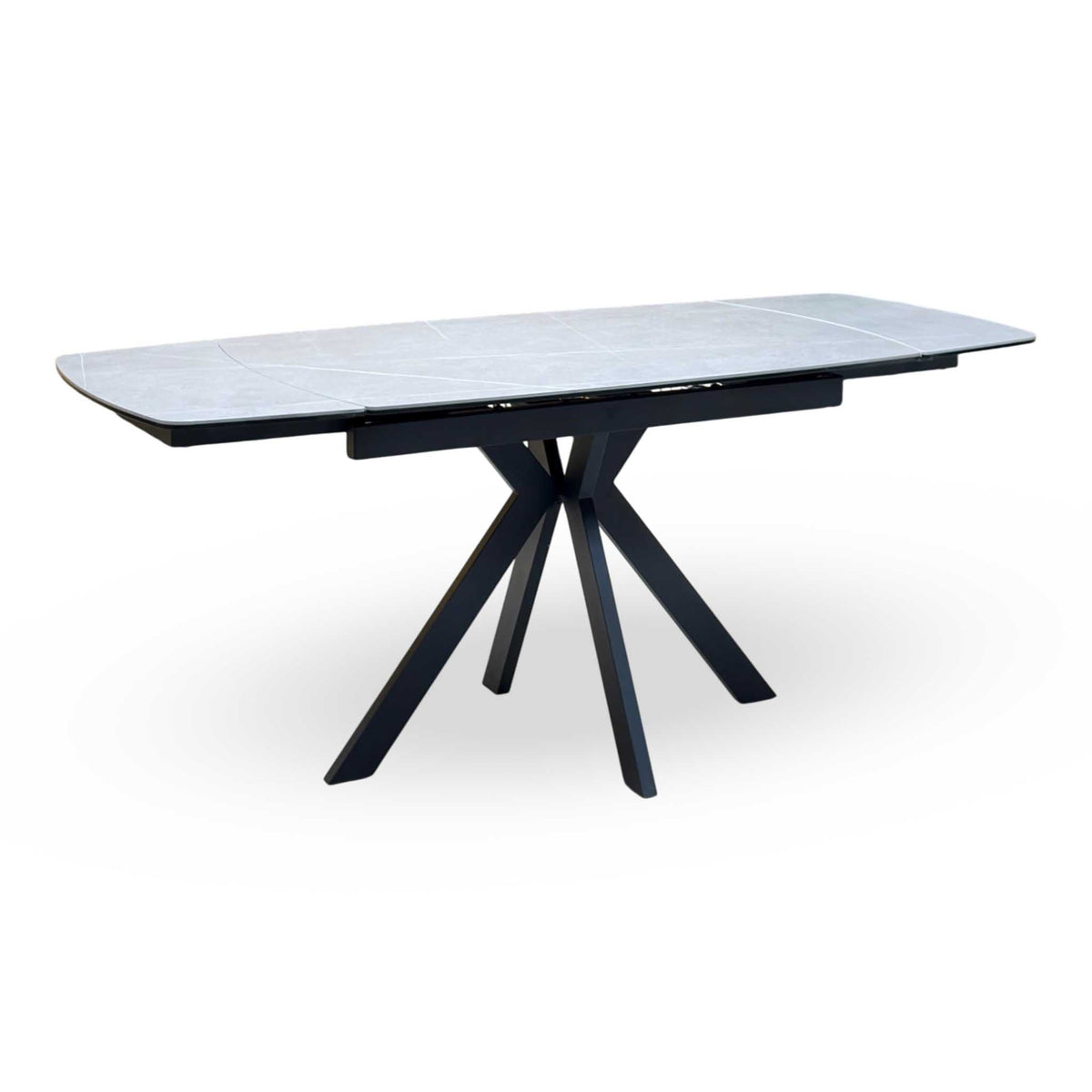 ‘Quattro’ Ash Grey Ceramic Top Extending Draw Leaf Table