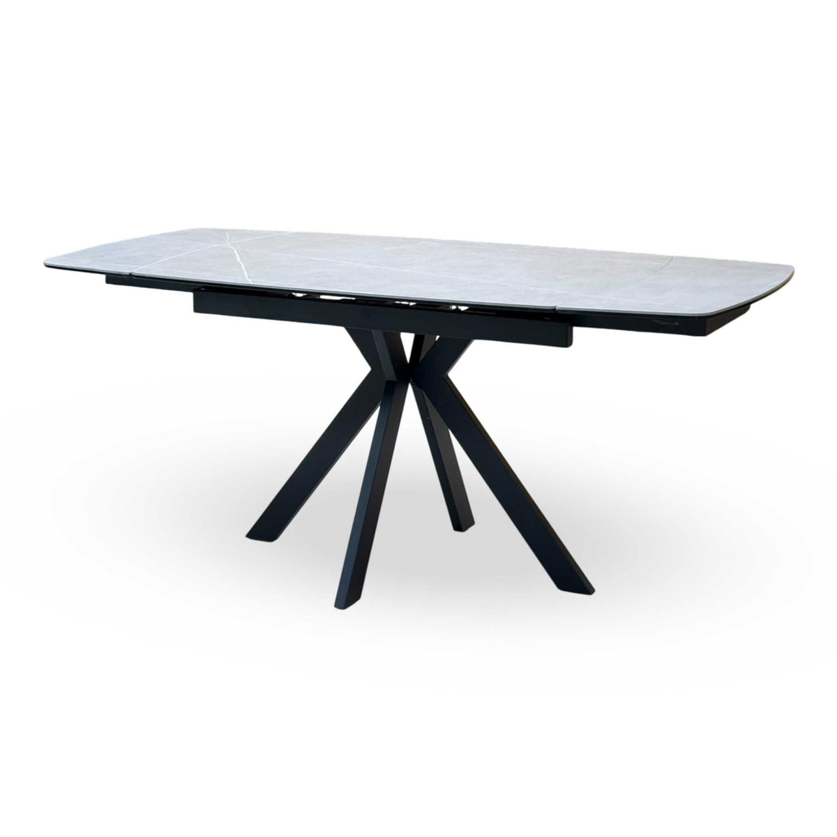 ‘Quattro’ Ash Grey Ceramic Top Extending Draw Leaf Table