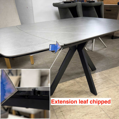 ‘Quattro’ Ash Grey Ceramic Top Extending Draw Leaf Table