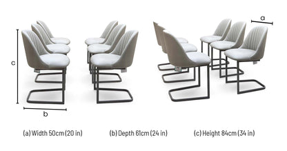 'Ivy' Taupe Faux Leather Set of 6 Cantilever Dining Chairs