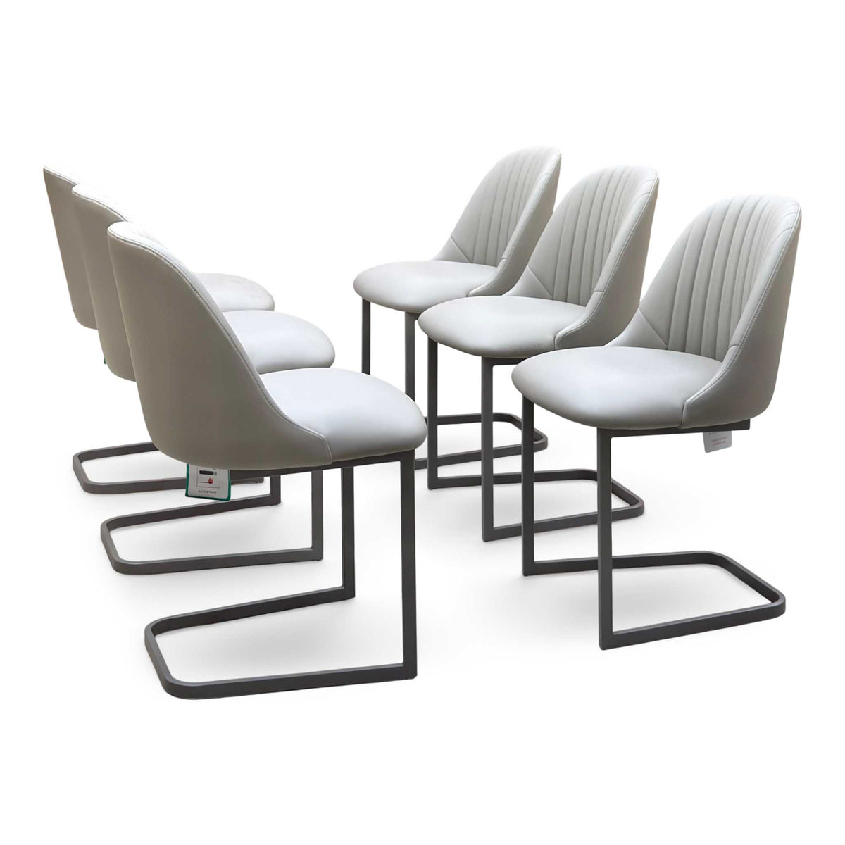 'Ivy' Taupe Faux Leather Set of 6 Cantilever Dining Chairs
