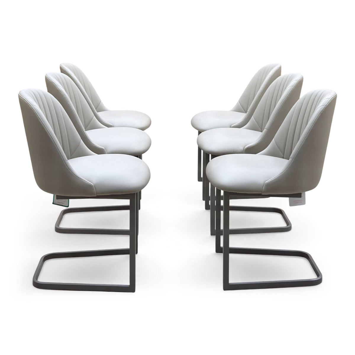 'Ivy' Taupe Faux Leather Set of 6 Cantilever Dining Chairs