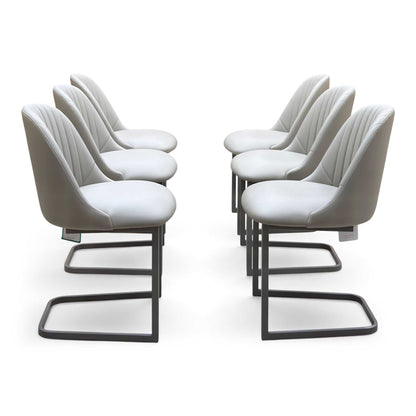 'Ivy' Taupe Faux Leather Set of 6 Cantilever Dining Chairs