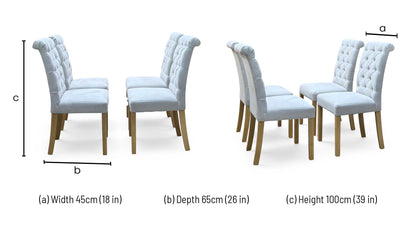 Furnitureland 'Hamilton' Light Grey Fabric Button Back Roll Back Set of 4 Dining Chairs