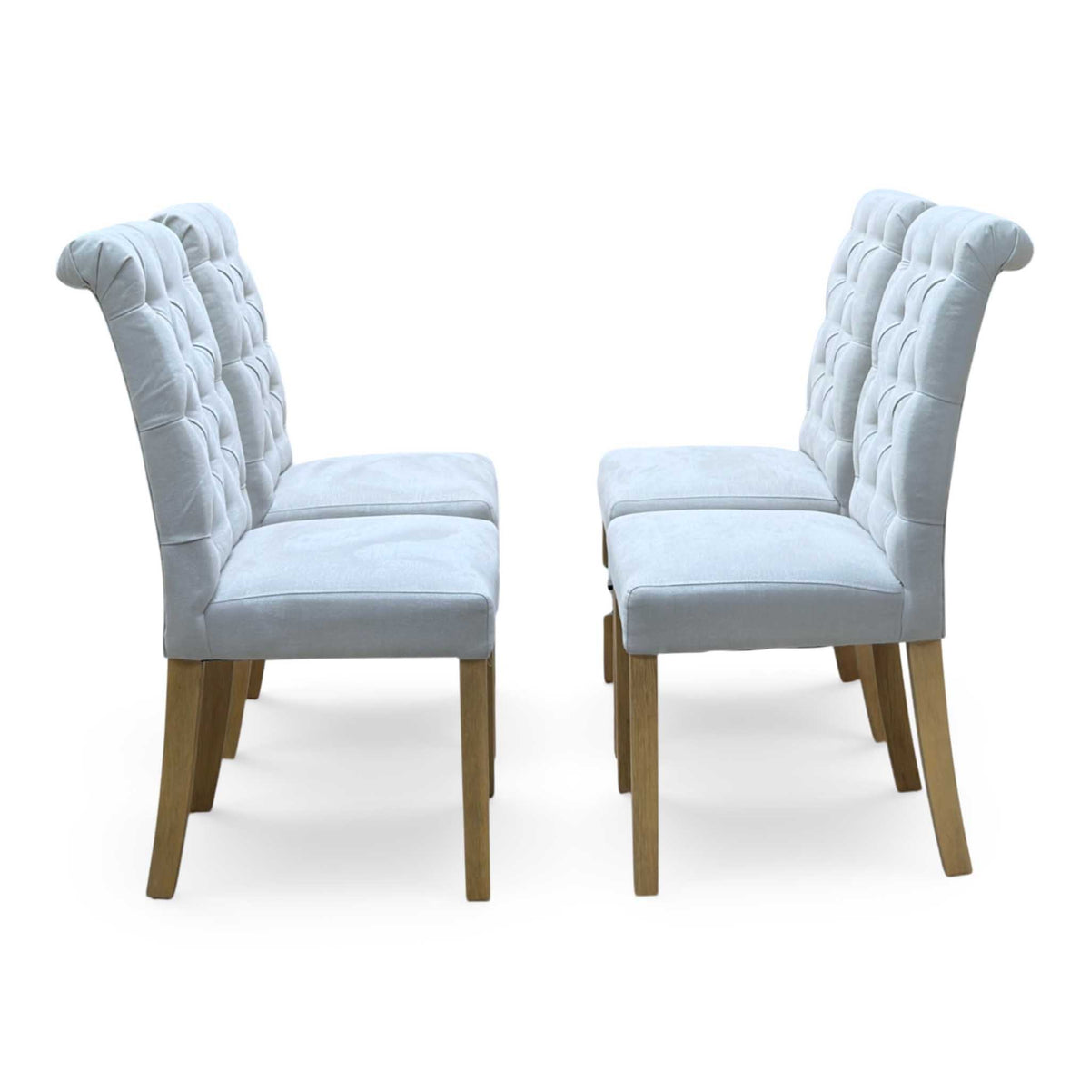 Furnitureland 'Hamilton' Light Grey Fabric Button Back Roll Back Set of 4 Dining Chairs