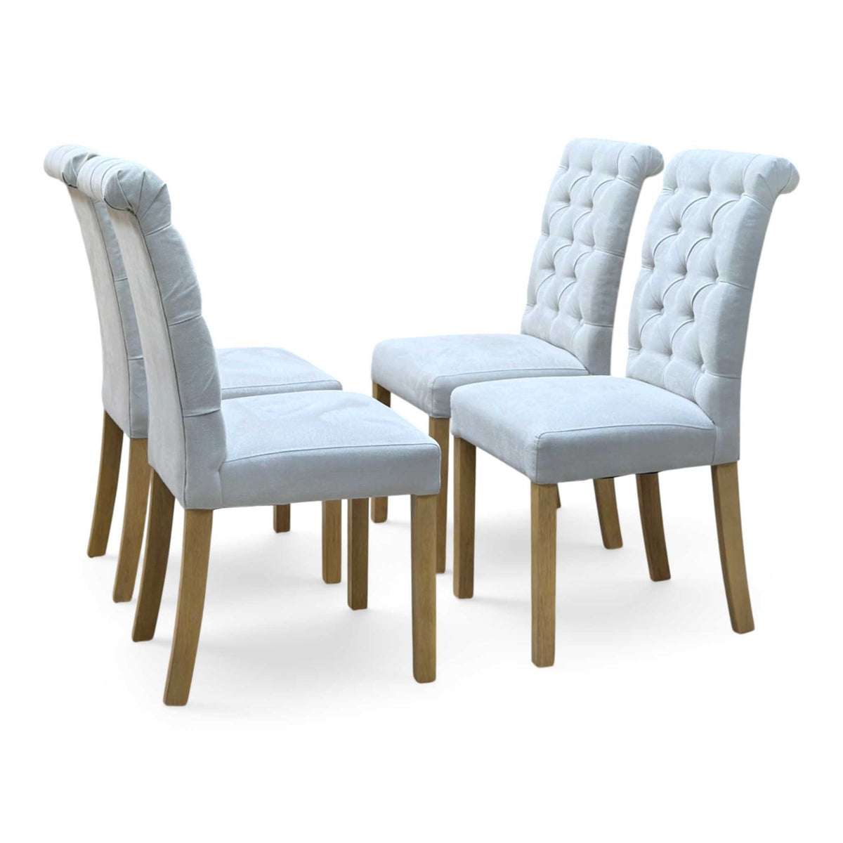 Furnitureland 'Hamilton' Light Grey Fabric Button Back Roll Back Set of 4 Dining Chairs