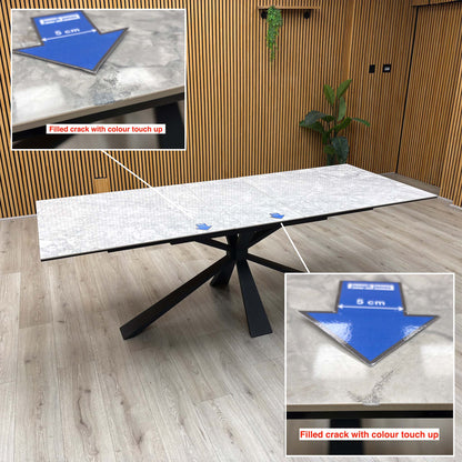 'Crete’ White Ceramic Top Large Extending Dining Table