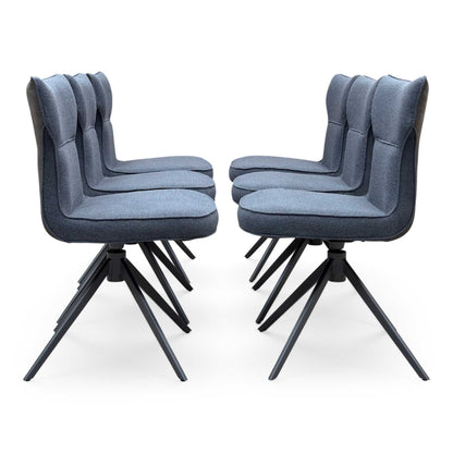 ‘Carrera’ Dark Grey Fabric Set of 6 Swivel Dining Chairs