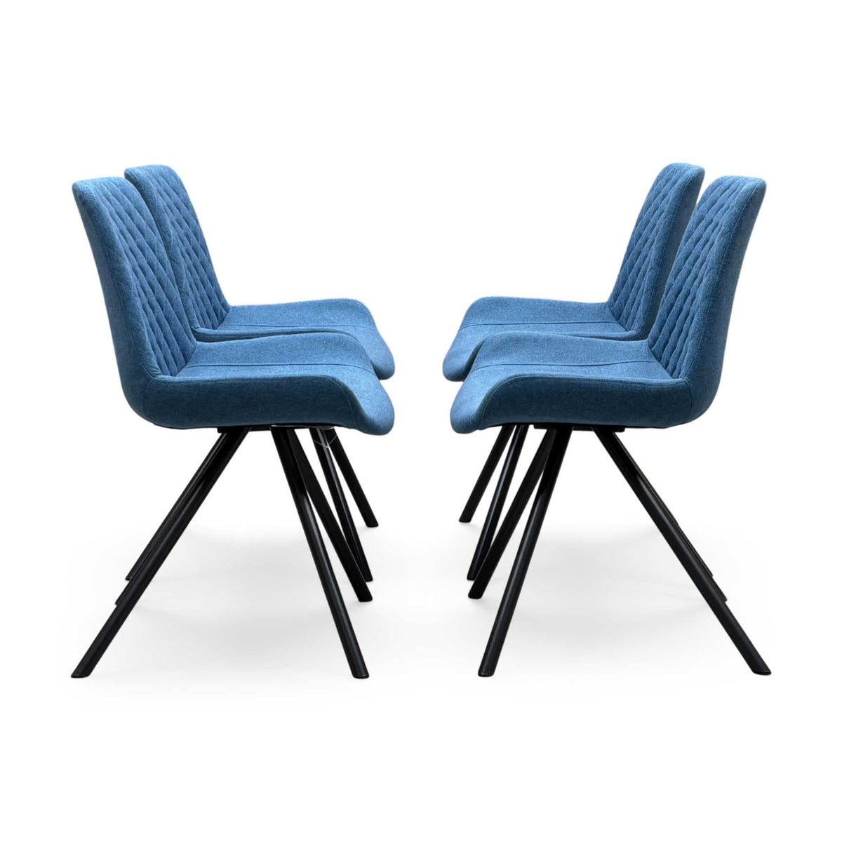 'Rocket' Mineral Blue Fabric Set of 4 Dining Chairs