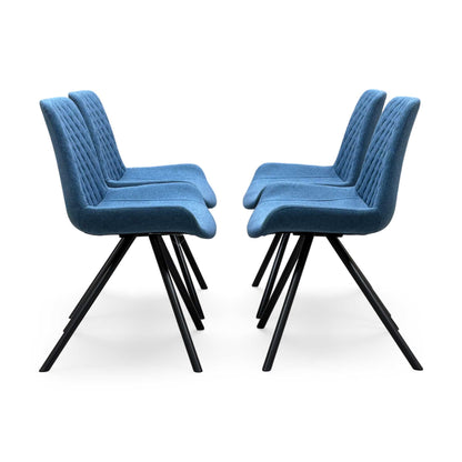 'Rocket' Mineral Blue Fabric Set of 4 Dining Chairs