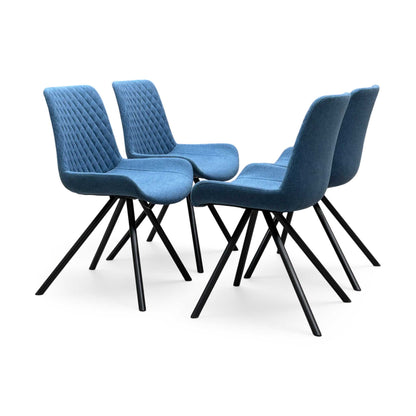 'Rocket' Mineral Blue Fabric Set of 4 Dining Chairs