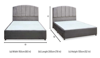 Artisan Collection ‘Bow’ Plush Mole Brown Fabric Standard Floor Standing Headboard + 4 Draw Continental Divan Base - King