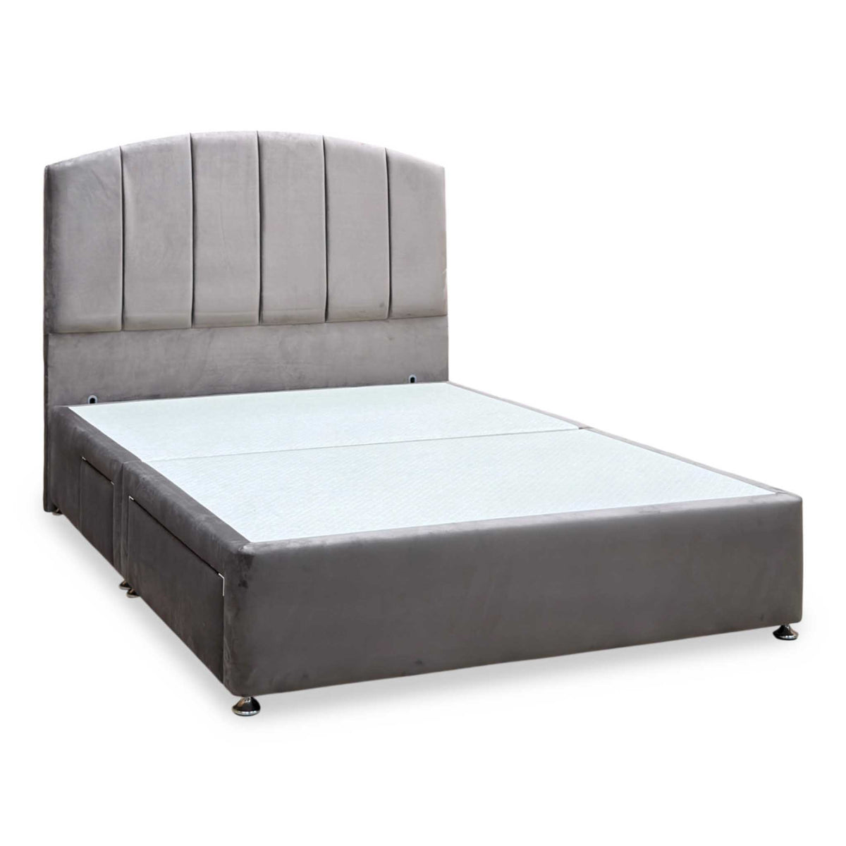 Artisan Collection ‘Bow’ Plush Mole Brown Fabric Standard Floor Standing Headboard + 4 Draw Continental Divan Base - King