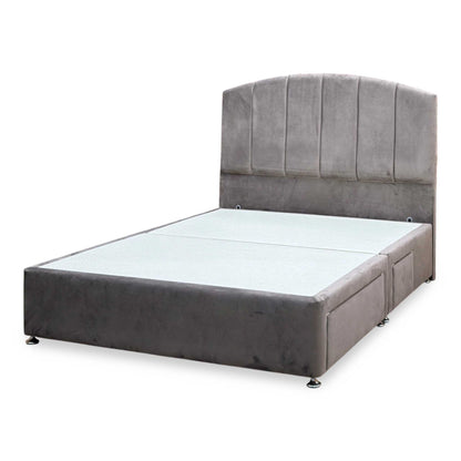 Artisan Collection ‘Bow’ Plush Mole Brown Fabric Standard Floor Standing Headboard + 4 Draw Continental Divan Base - King