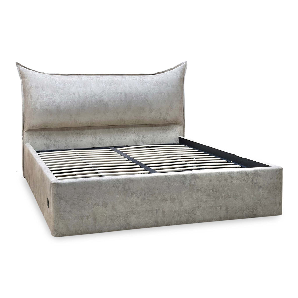 'Celestial' Allora Stone Grey Fabric Electric Ottoman Bed Frame - Super King