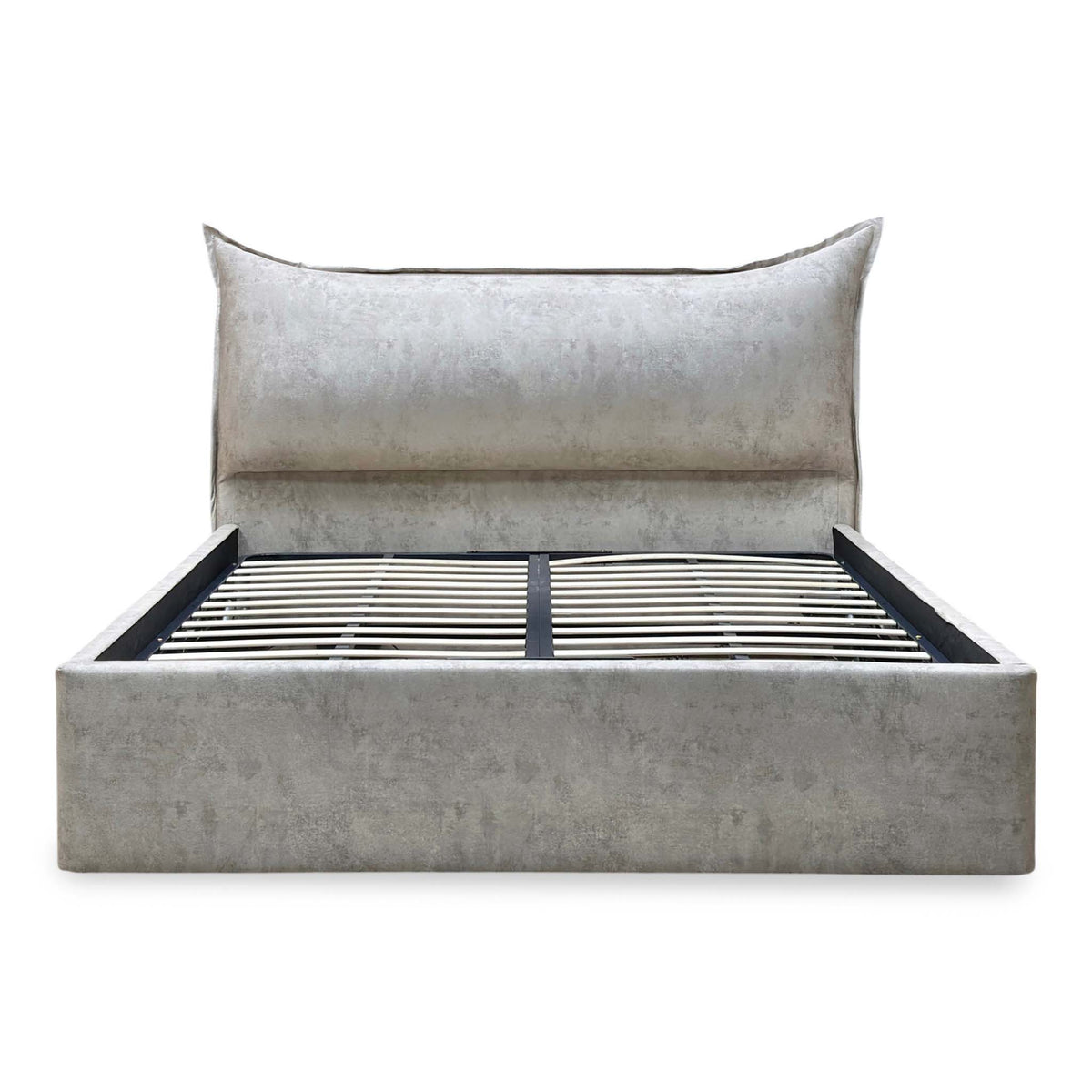 'Celestial' Allora Stone Grey Fabric Electric Ottoman Bed Frame - Super King