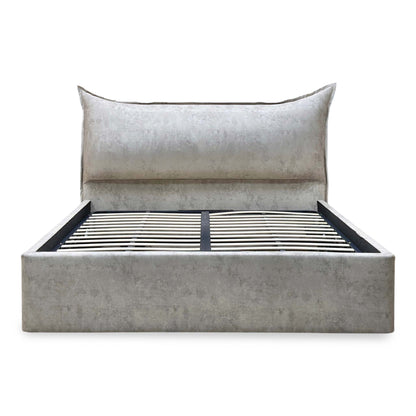 'Celestial' Allora Stone Grey Fabric Electric Ottoman Bed Frame - Super King