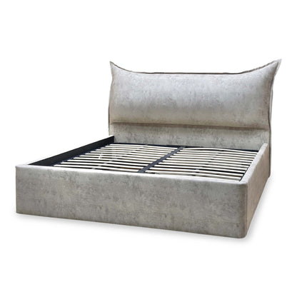 'Celestial' Allora Stone Grey Fabric Electric Ottoman Bed Frame - Super King