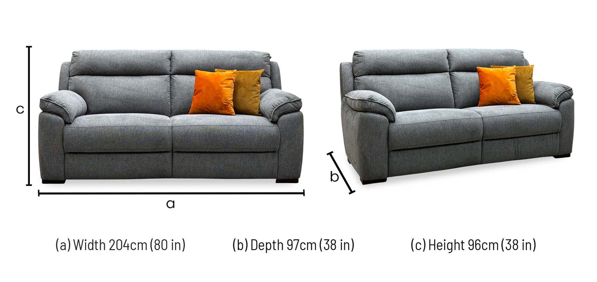 ‘Sander’ Grey Fabric 3 Seater Fabric Sofa