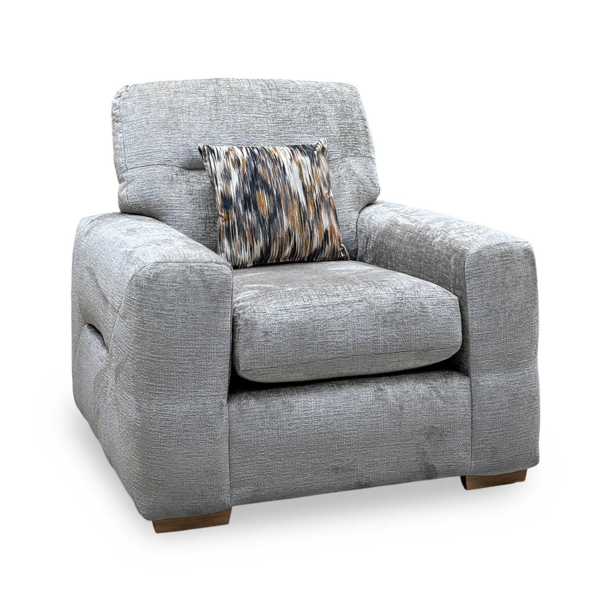 ‘Melrose’ Silver Chenille Fabric Armchair