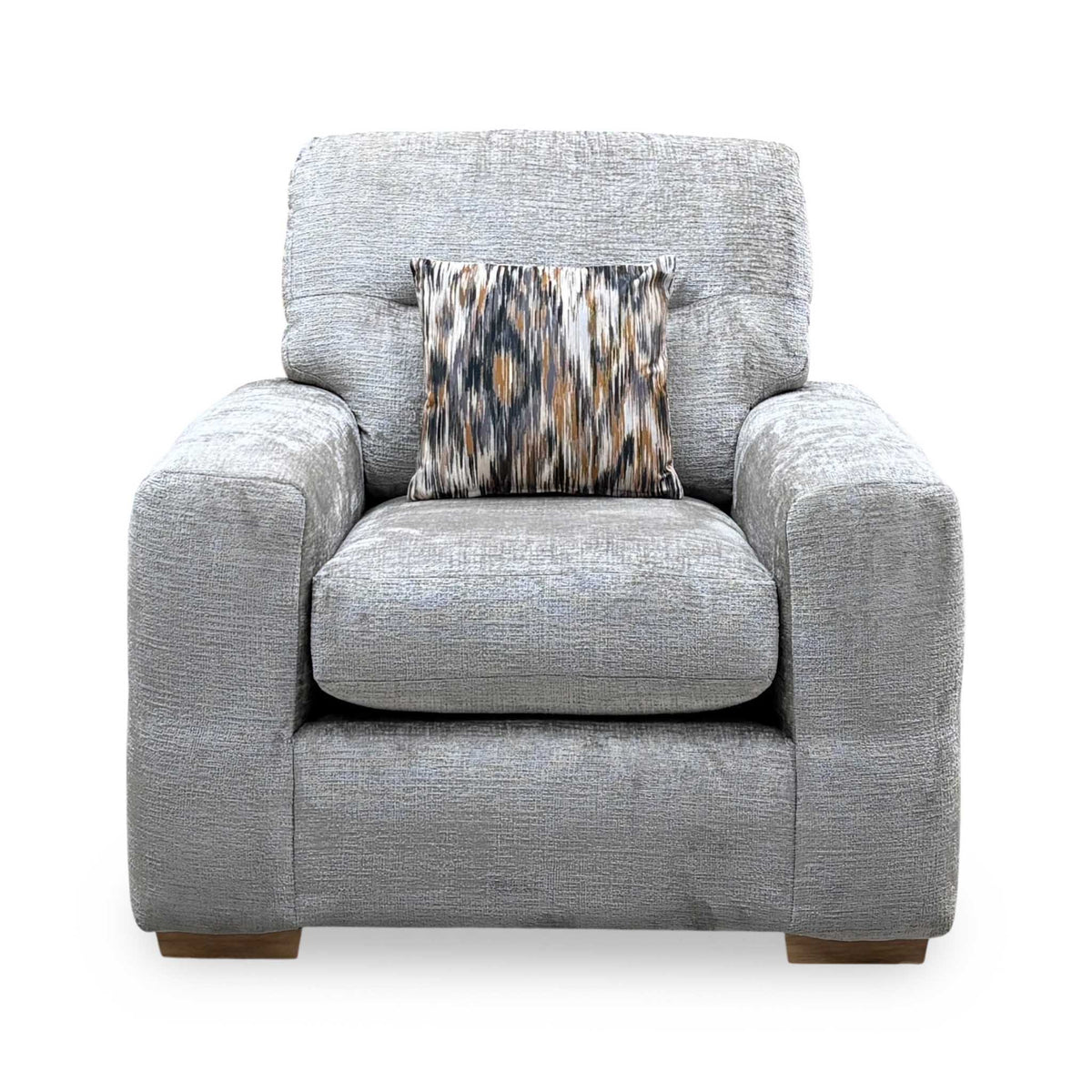 ‘Melrose’ Silver Chenille Fabric Armchair