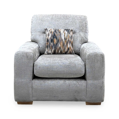 ‘Melrose’ Silver Chenille Fabric Armchair