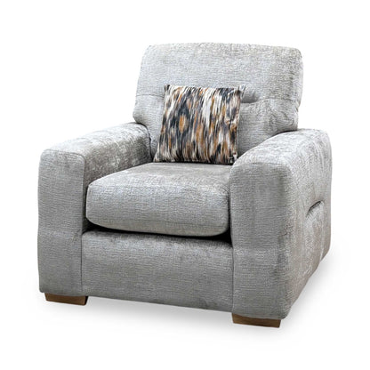 ‘Melrose’ Silver Chenille Fabric Armchair