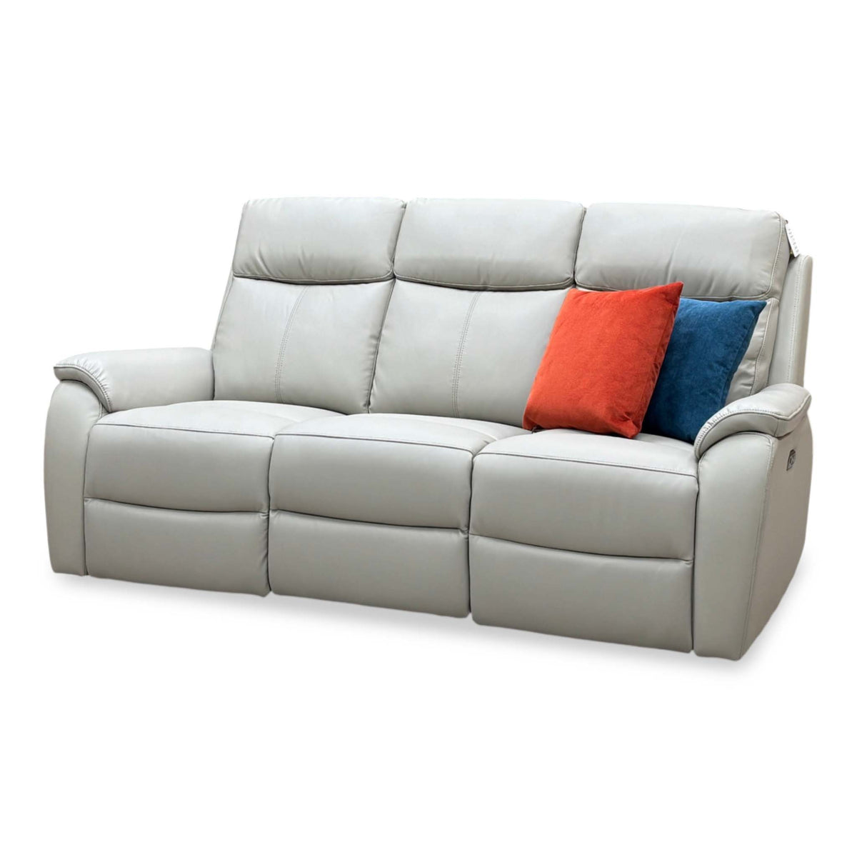 'Kingsmere' Pewter Grey Leather 3 Seater Power Recliner Sofa