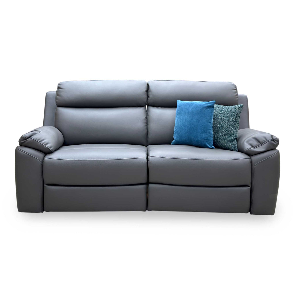 'Edison' Charcoal Grey Luxury Faux Leather 3 Seater Manual Recliner Sofa