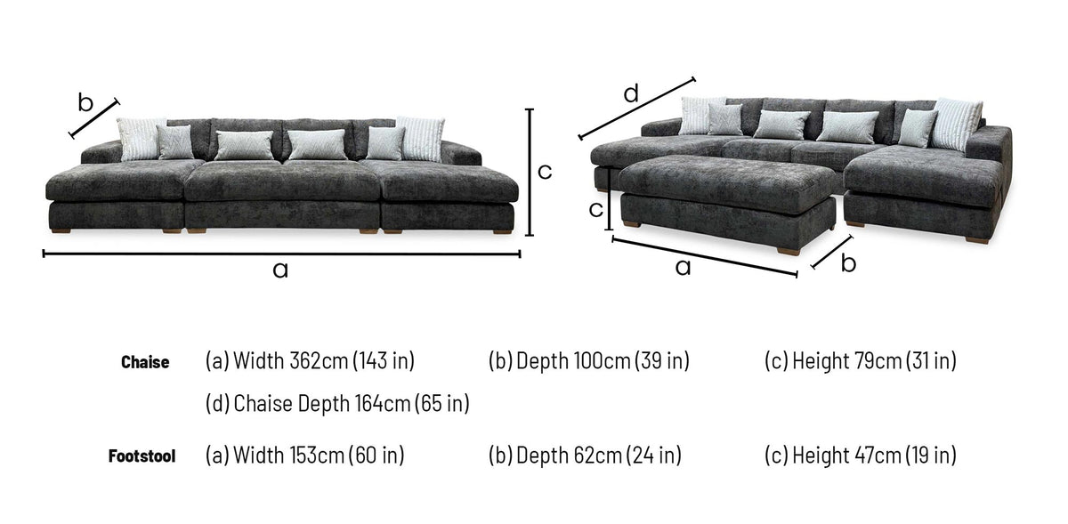 'Broadgate' Chocolate Brown Woven Fabric Large U-shape Modular Sofa with Footstool