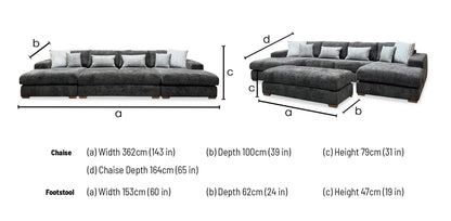 'Broadgate' Chocolate Brown Woven Fabric Large U-shape Modular Sofa with Footstool