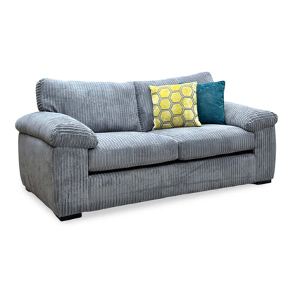 Amalfi’ Slate Grey Jumbo Cord Fabric Standard Back 3 Seater Sofa Bed