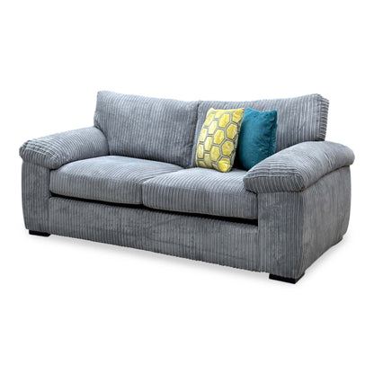 Amalfi’ Slate Grey Jumbo Cord Fabric Standard Back 3 Seater Sofa Bed
