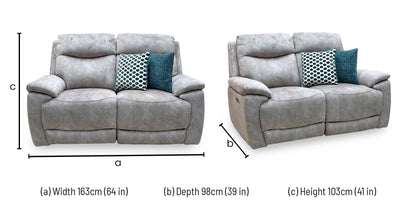 ‘Sloane’ Marble Charcoal Grey Velvet Fabric 2 Seater Power Recliner Sofa