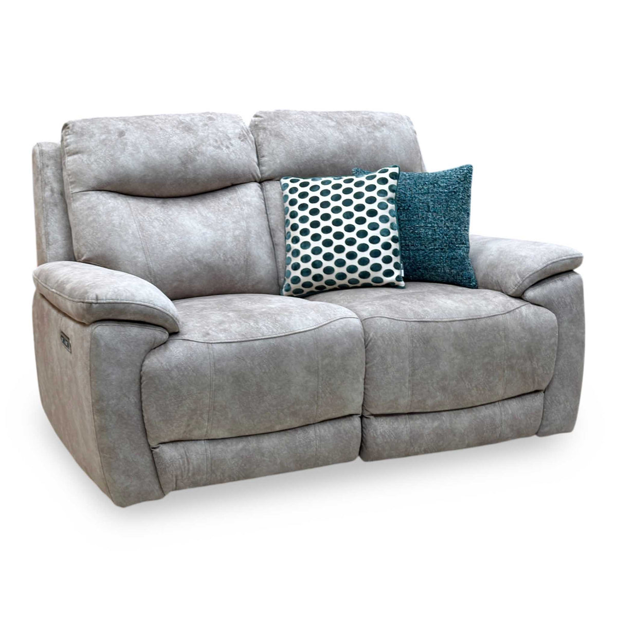 ‘Sloane’ Marble Charcoal Grey Velvet Fabric 2 Seater Power Recliner Sofa