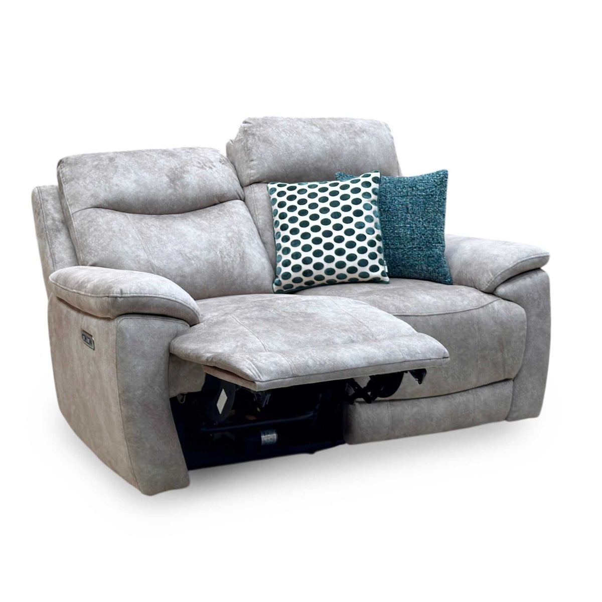 ‘Sloane’ Marble Charcoal Grey Velvet Fabric 2 Seater Power Recliner Sofa