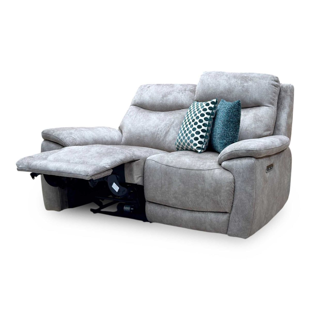 ‘Sloane’ Marble Charcoal Grey Velvet Fabric 2 Seater Power Recliner Sofa